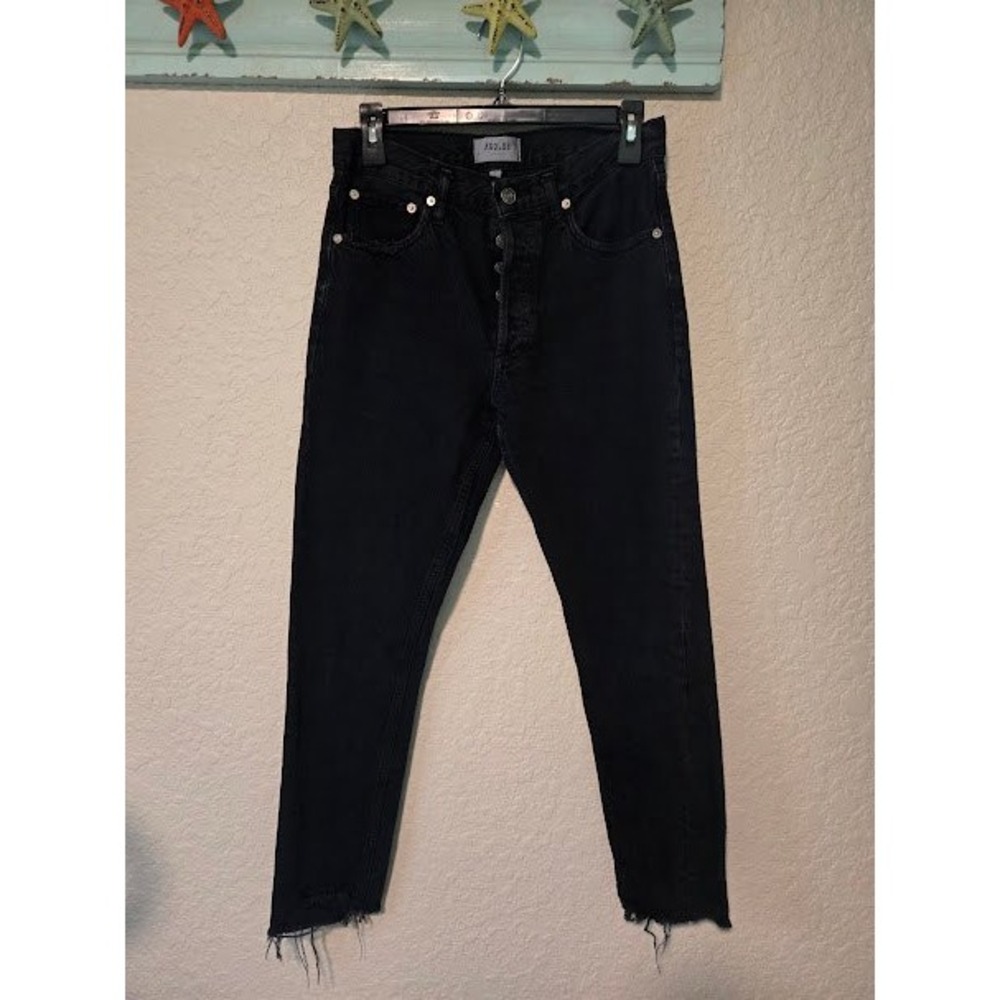 Agolde Black Skinny Jeans with Raw Edge Bottom